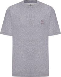 Brunello Cucinelli - Cotton T-shirt With Contrasting Logo Print - Lyst
