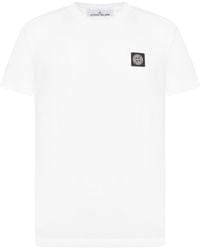 Stone Island - Cotton T-shirt With Logo Compass - Lyst