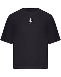 JW Anderson - T-shirt corta a pannelli con ricamo anchor - Lyst