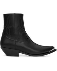 Celine - Leon Boot With Zip And Metal Toe In Polished Calfskin - Lyst