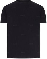 Gucci - T-shirt in misto lana e seta jacquard con logo all-over - Lyst