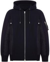 Sacai - Cotton And Nylon Zip-Up Hoodie - Lyst