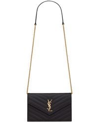 Saint Laurent - Pochette envelope con catena cassandre classica in pelle grain de poudre - Lyst