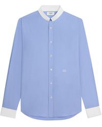 Celine - Loose Shirt With Reverse Collar In Striped Cotton Sky / Chalk - Lyst
