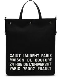Saint Laurent - Borsa tote North/South nera in canvaS - Lyst