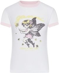 Ganni - Cotton T-Shirt With Fairy Graphic Print - Lyst