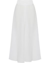 120% Lino - Long Linen Flower Skirt With Waistband - Lyst