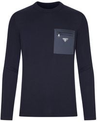 Prada - Wool Sweater With Re-Nylon Pocket - Lyst