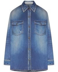Golden Goose - Deluxe Brand Oversized Shirt With Denim Print - Lyst