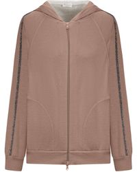 Brunello Cucinelli - Cotton And Silk Interlock Topwear With Hood And Precious Stripe - Lyst