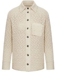 Bottega Veneta - Crochet Effect Cotton Shirt - Lyst
