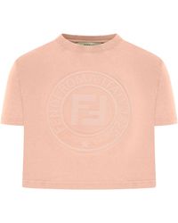 Tシャツ・カットソー FENDI Dark Pink Viscose Blend Crop Top FENDI Dark Pink Viscose Blend Crop Top (FENDI/Tシャツ