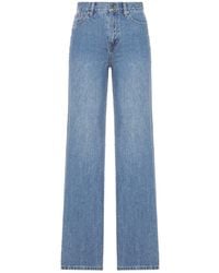 Self-Portrait - Straight Leg Denim Jeans With Rhinestone - Lyst