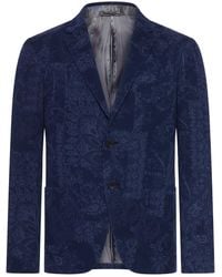 Etro - Single-Breasted Jacquard Cotton Jacket With Floral Pattern - Lyst