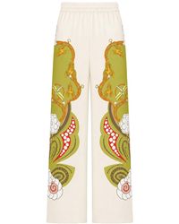 La DoubleJ - Silk Palazzo Trousers With Placed Print - Lyst