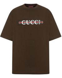 Gucci - T-shirt in jersey di cotone pesante con stampa - Lyst