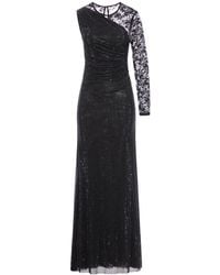 Self-Portrait - Dress With Rhinestone And Lace Sleeves - Lyst