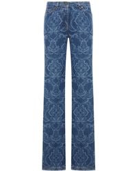 Etro - Jacquard Denim Jeans With Ornamental Pattern - Lyst