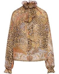 Etro - Silk Chiffon Blouse With Scarf And Animal Paisley Pattern - Lyst