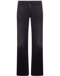 Gucci - Cotton Denim Trousers With Web Ribbon - Lyst