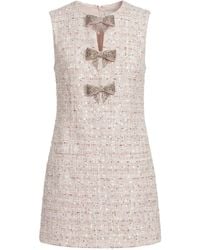 Self-Portrait - Mini Dress With Boucle Bow And Sequins - Lyst