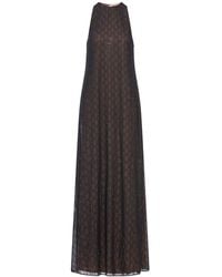 Gucci - Silk Georgette Dress With "Gg" Monogram - Lyst