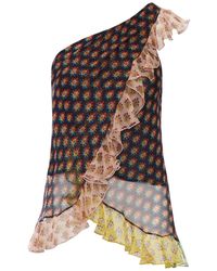 Etro - Asymmetric Top With Micro Floral Print - Lyst