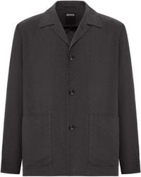 ZEGNA - Wool And Linen Mix Jacket With Patched Pockets - Lyst