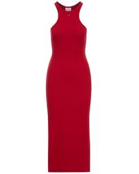 Courreges - Abito lungo in jersey con spacco laterale - Lyst