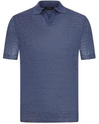 Nome G - Short-Sleeved Linen Polo Shirt - Lyst
