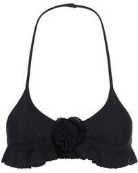 Blumarine - Knitted Bra With Rose Décor - Lyst