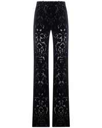 Gucci - Floral-print Devoré Velour Trousers - Lyst