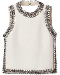 Gucci - Top In Wool And Silk With Crystal Embroidery - Lyst