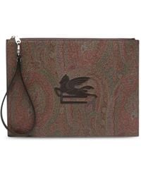 Etro - Clutch in tela paisley jacquard con ricamo logo sul davanti e cinturino da polso - Lyst