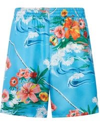 Gucci - Printed Silk Twill Shorts - Lyst