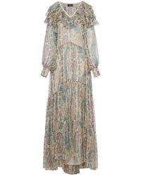 Etro - Abito lungo in seta con motivo paisley floreale - Lyst