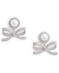 Self-Portrait - Pearl Bow Dangle Earrings - Lyst