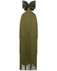 Bless - Long Dress With Fringes And Satin Bow - Lyst