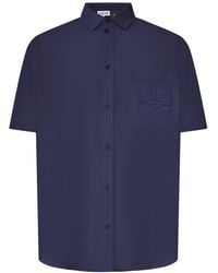 Loewe - X Paula's Ibiza Short-Sleeved Textured Poplin Shirt - Lyst