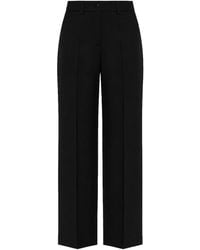 Moncler - Wide-Leg Wool Trousers With A Patch On The Back - Lyst