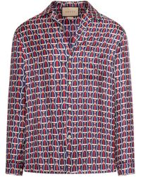 Gucci - Horsebit Print Silk Shirt - Lyst