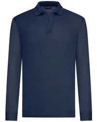 Nome G - Long-sleeved Linen Polo Shirt - Lyst