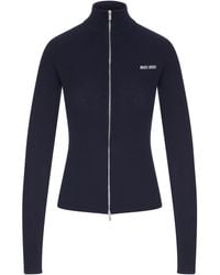 Miu Miu - Ribbed Zip-up Cardigan - Lyst