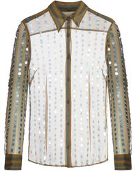 Dries Van Noten - Camicia in seta stampata con righe bicolore - Lyst