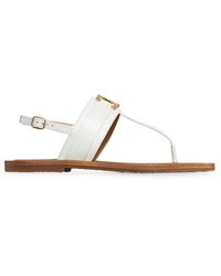 Celine - Lympia Triomphe Flip Flops In Calf Leather Leather - Lyst