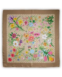 Gucci - Silk Twill Scarf With Gg Print - Lyst