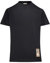 Burberry - Cotton T-Shirt With Check Application - Lyst