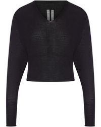 Rick Owens - Cropped V-Neck Sweater - Lyst