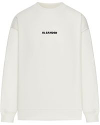 Jil Sander - Crew Neck Cotton Sweatshirt With Logo - Lyst