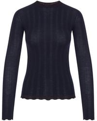 Prada - Top in maglia a coste con logo - Lyst